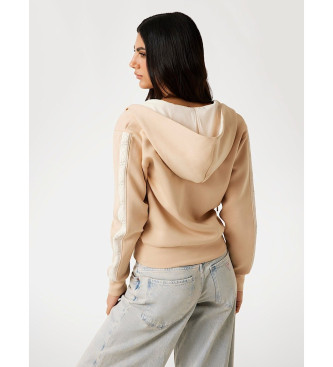 Guess Neopreen sweatshirt met capuchon en ritssluiting beige