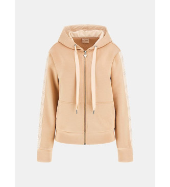 Guess Neopreen sweatshirt met capuchon en ritssluiting beige