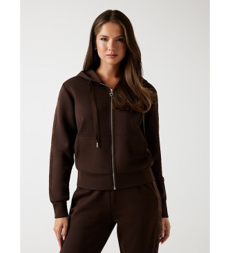 Guess Neopreen sweatshirt met capuchon en ritssluiting bruin
