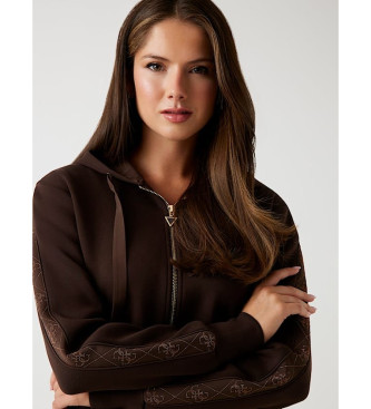 Guess Neopreen sweatshirt met capuchon en ritssluiting bruin