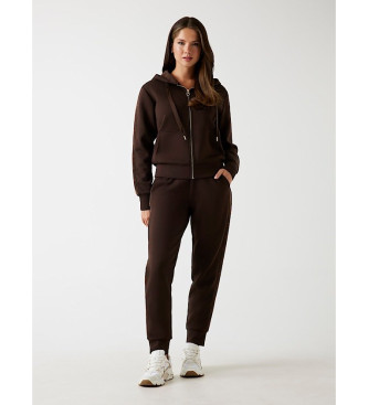 Guess Neopreen sweatshirt met capuchon en ritssluiting bruin