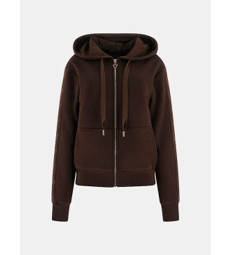 Guess Neopreen sweatshirt met capuchon en ritssluiting bruin