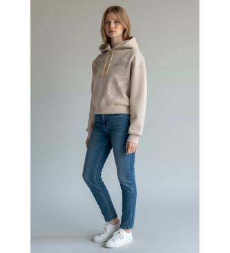 Guess Sweatshirt Leaves Crop beige