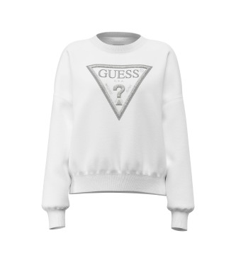 Guess Sudadera Triángulo Glitter Blanco