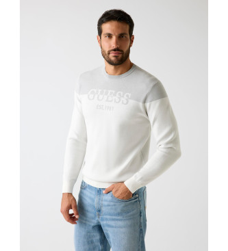 Guess Pull avec logo sur le devant gris, blanc