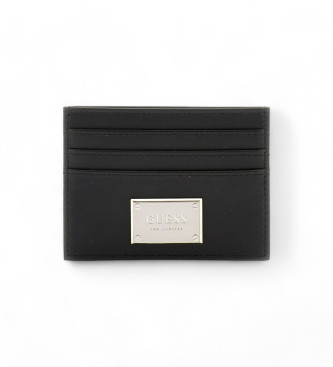 Guess Porte-cartes en cuir avec plaque mtallique noir