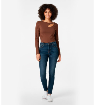 Guess Top con abertura y hebilla marrn