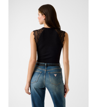 Guess Schwarzes Spitzenstrick-Top