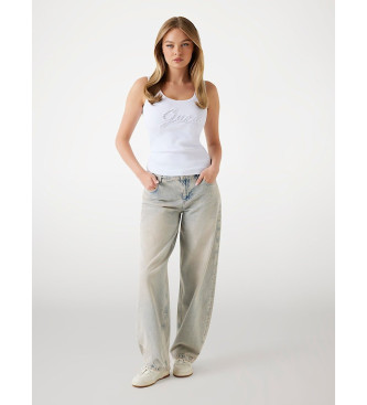 Guess Top sin mangas con logotipo bordado blanco