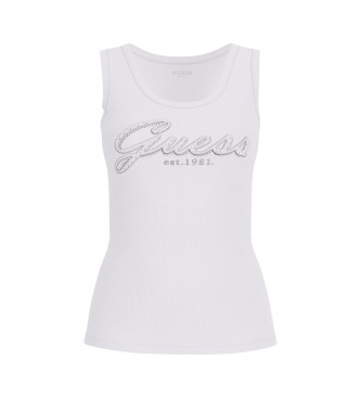 Guess Top sin mangas con logotipo bordado blanco