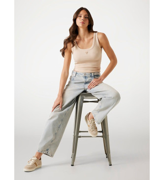 Guess rmels beige ribstrikket top