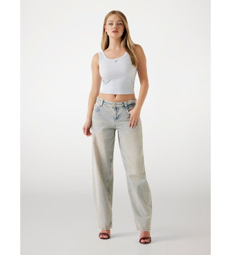 Guess Top sin mangas de punto acanalado blanco