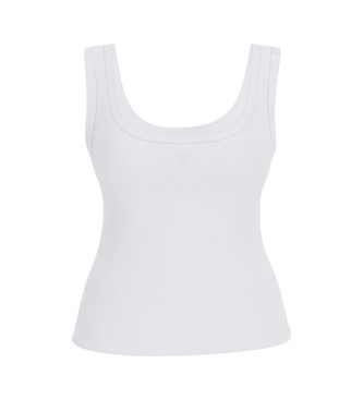 Guess Top sin mangas de punto acanalado blanco