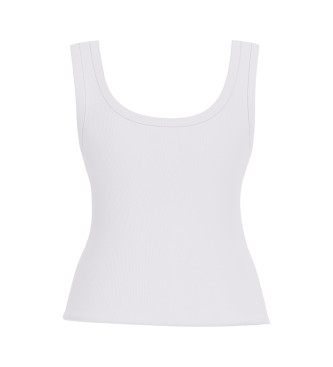 Guess Top sin mangas de punto acanalado blanco