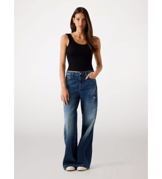 Guess Top sin mangas de punto acanalado negro