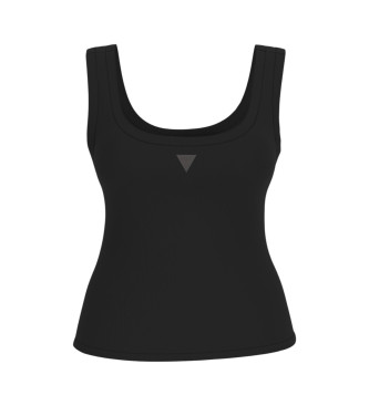 Guess Top sin mangas de punto acanalado negro