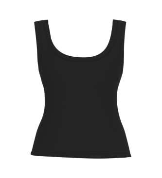 Guess Top sin mangas de punto acanalado negro
