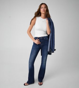 Guess Top Sans Manches Mini Logo Blanc