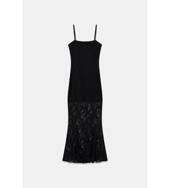 Guess Evelyn Black Long Lace Dress