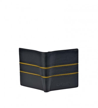 Guy Laroche Leather wallet GL-3700 black stripes -8.5x10x1.5cm
