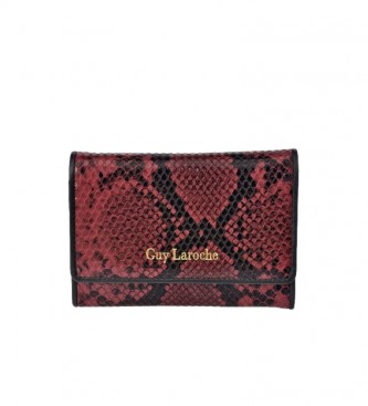 Guy Laroche Small coin purse made of snake skin engraved GL-7455 burgundy -13x9x2cm