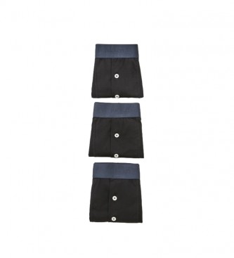 HACKETT 3 Pack Buttoned Boxers Black