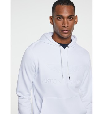 Hackett London Felpa con logo in rilievo AMR bianca
