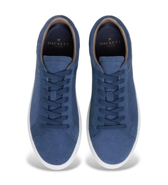 Hackett London Sneakers in pelle blu Beck Vibes