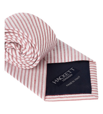 Hackett London Cravatta in seta seersucker rossa del Bengala