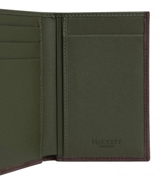 Hackett London Utility Leather Wallet green, brown