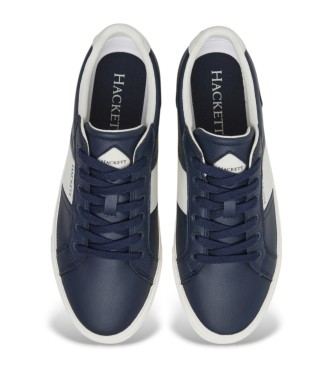 Hackett London Sneakers Blake Mix in pelle blu navy