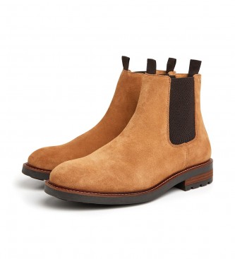 Hackett London Jacob Leather Chelsea Ankle Boots bege