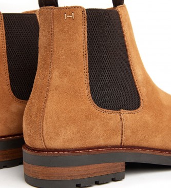 Hackett London Jacob Leather Chelsea Ankle Boots bege