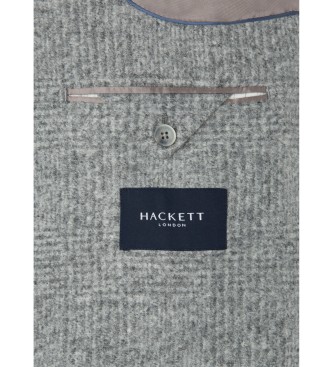 Hackett London Blazer grigio in maglia Gchk spazzolato