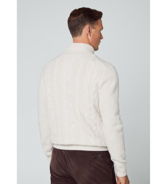 Hackett London Cable Roll beige jumper