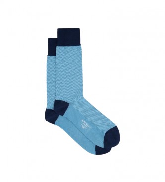 Hackett London Visgraat wollen sokken blauw