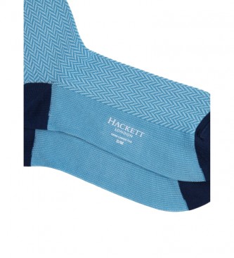 Hackett London Visgraat wollen sokken blauw