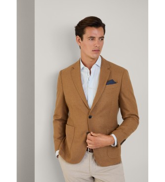 Hackett London Blazer in a blend of wool and other brown fibres