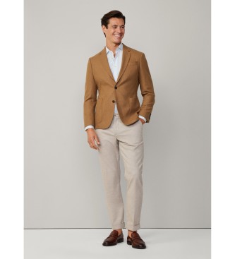 Hackett London Blazer in a blend of wool and other brown fibres