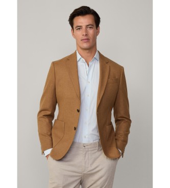 Hackett London Blazer in a blend of wool and other brown fibres