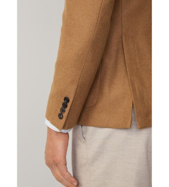 Hackett London Blazer in a blend of wool and other brown fibres