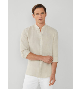 Hackett London Beige skjorta i Garment Dye-linne