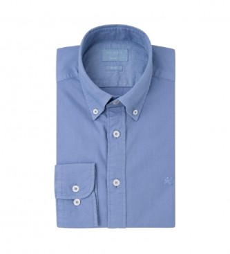 Hackett London Garment geverfd overhemd blauw