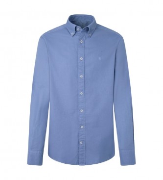 Hackett London Garment geverfd overhemd blauw