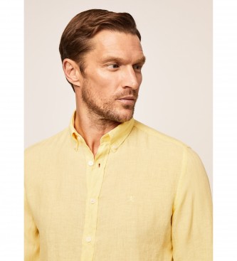Hackett London Camisa Lino Fit Slim amarillo