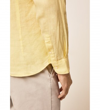 Hackett London Camicia di lino slim fit gialla