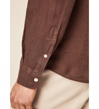 Hackett London Linen Fit Slim Fit skjorte brun