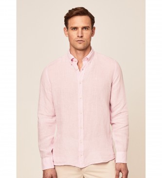 Hackett London Leinenhemd Slim Fit rosa