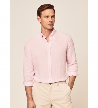 Hackett London Lanena srajca Slim Fit roza