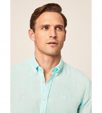 Hackett London Linen Fit Slim Fit Shirt turquoise